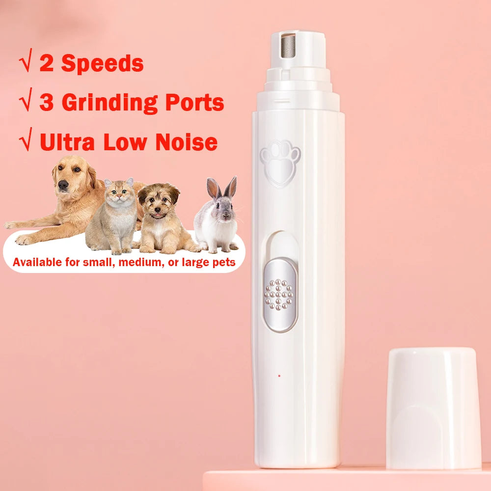 Dog Nail Grinder 2-Speed Electric Rechargeable Pet Nail Trimmer Painless Paws Grooming Smoothing for Small Medium Large Dogs Cat