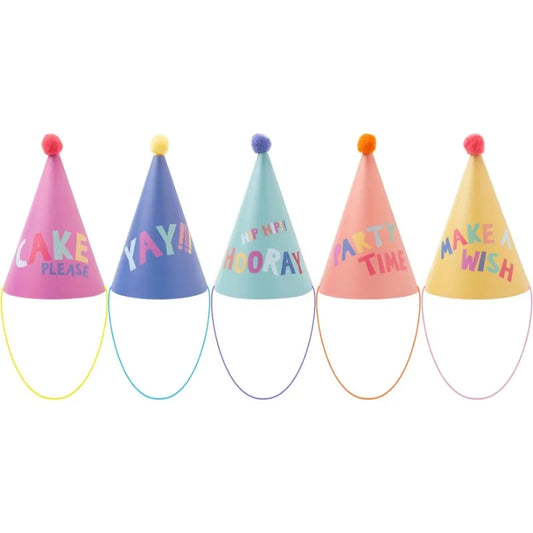 15Pcs Rainbow Party Hat with Pompom Ball Colorful Birthday Event Hat Tea Party Kids Pet Cone Festive Hat Birthday Party Supplies