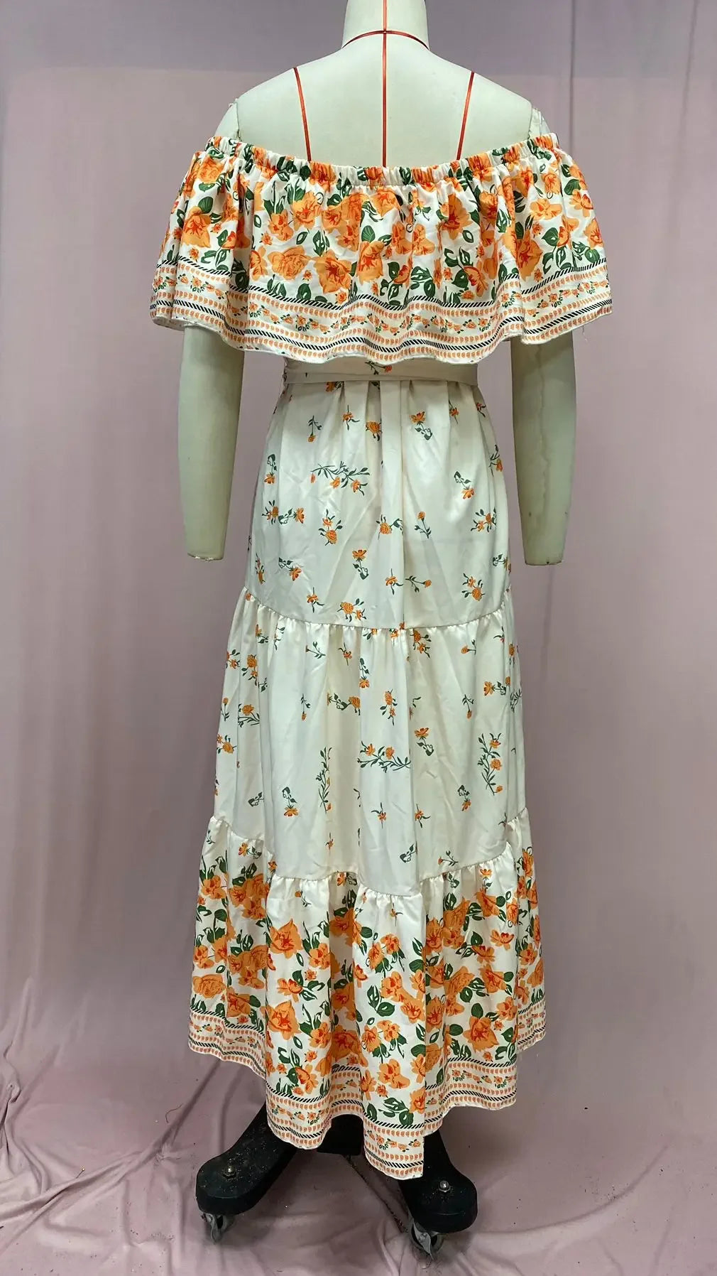 Amazon Off-shoulder Printing Long Dress New Arrival European American Foreign Trade Spring Summer Season Women Fashion